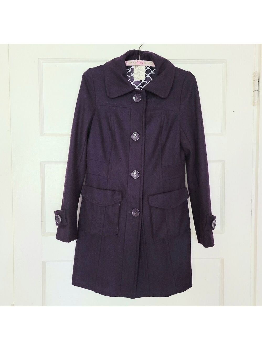 Tulle Mod Cloth Peter Pan Collar Wool Blend Purple Coat
